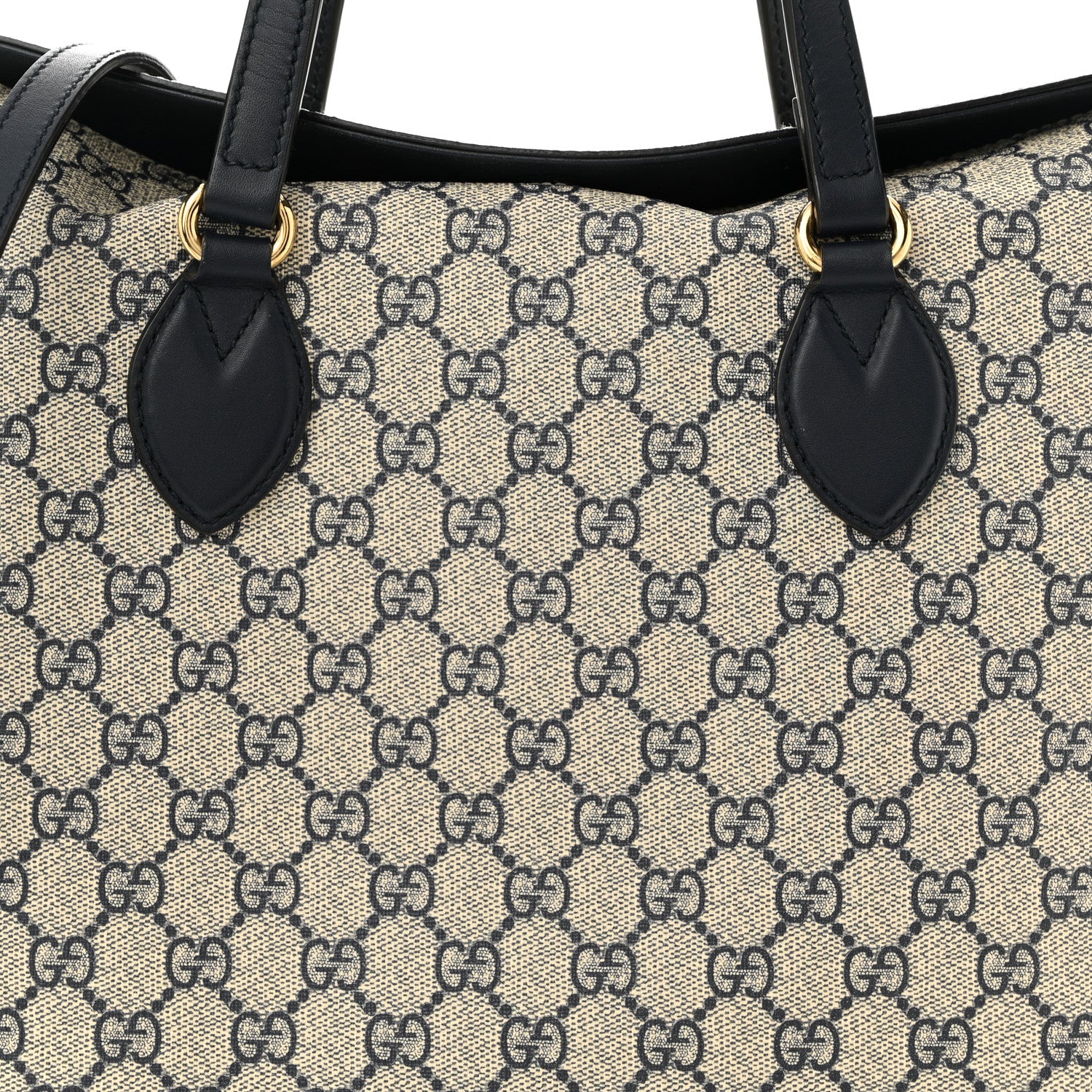 Gucci GG Supreme Monogram Linea A Foldover Tote Beige Blue 8 of 12