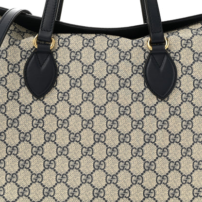 Gucci GG Supreme Monogram Linea A Foldover Tote Beige Blue 8 of 12