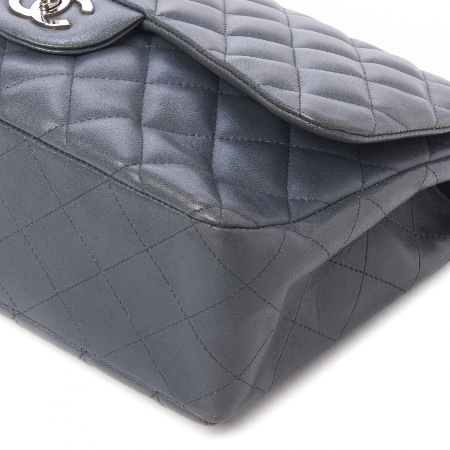 Chanel Lambskin Quilted Jumbo Single Flap Bijoux Chain Dark Grey 4 of 10