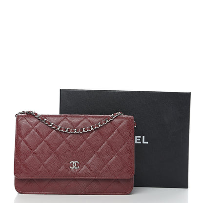 Chanel Caviar Quilted Wallet On Chain WOC Dark Red 15 of 15