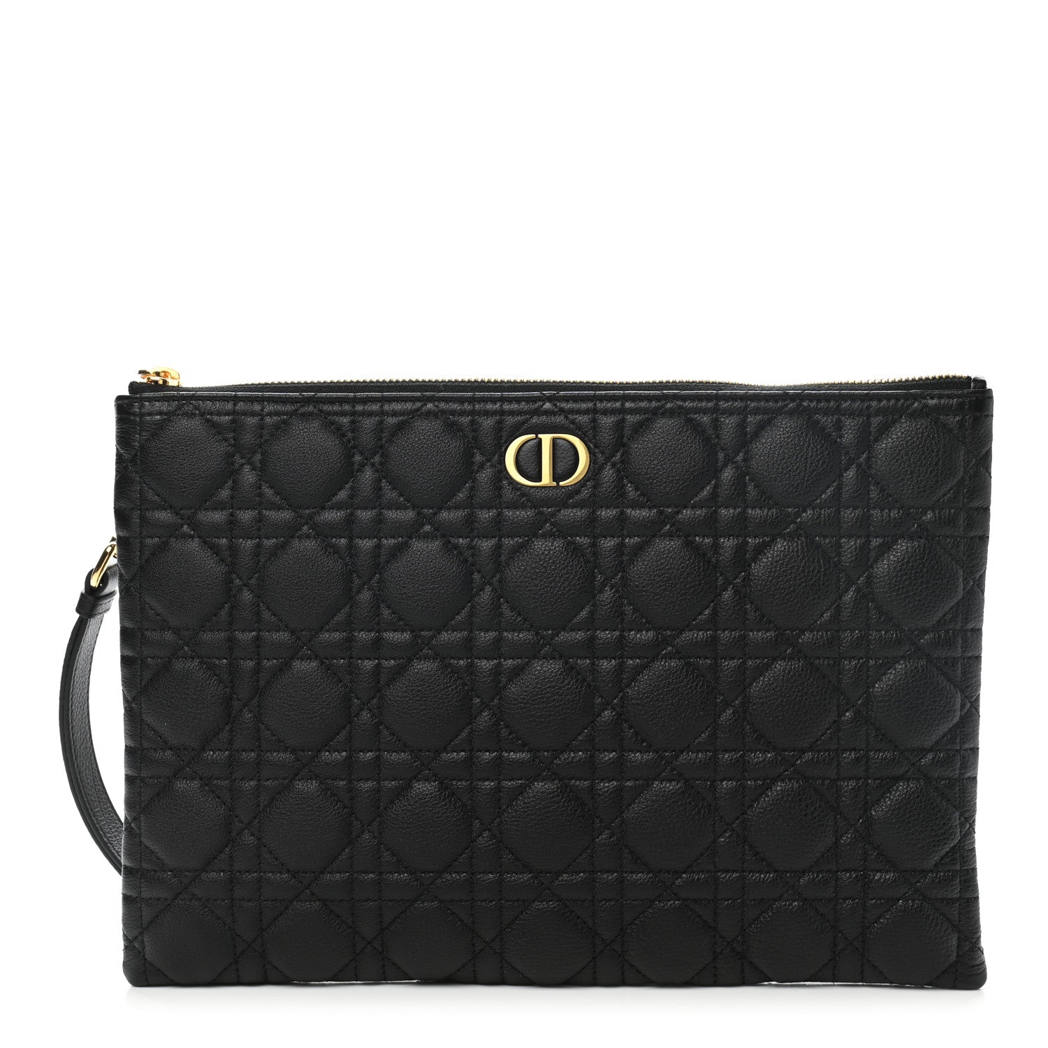 Christian Dior Supple Calfskin Cannage Large Caro Daily Pouch Black 1 of 7
