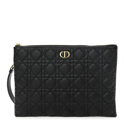 Christian Dior Supple Calfskin Cannage Large Caro Daily Pouch Black 1 of 7