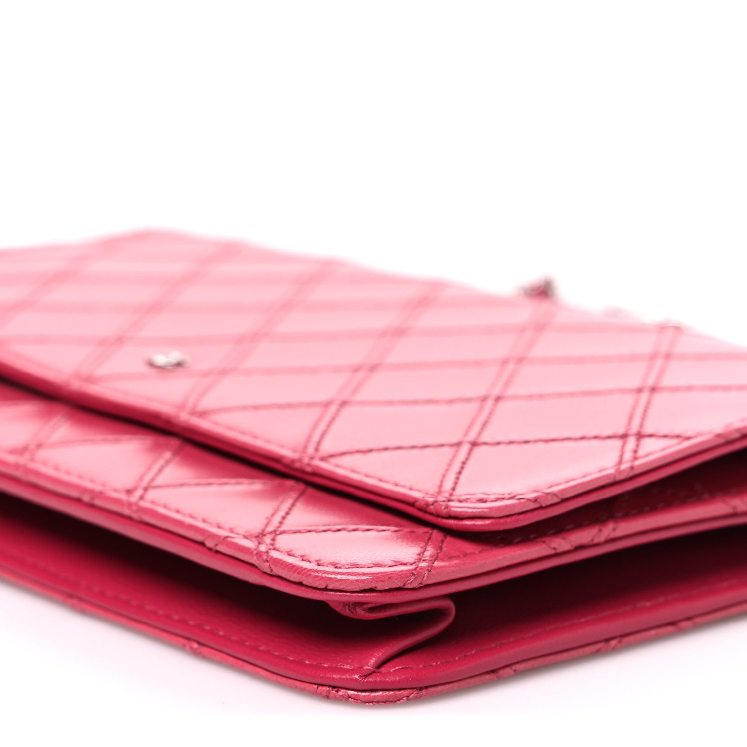 Chanel Lambskin Diamond Stitched Wallet On Chain WOC Pink 10 of 10