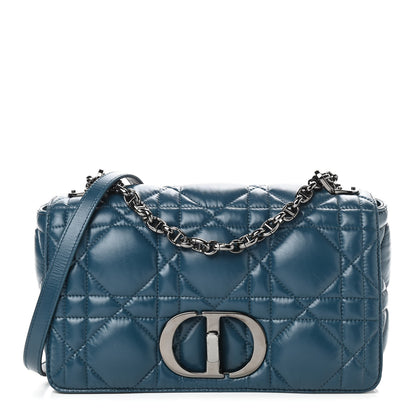 Christian Dior CHRISTIAN Calfskin Macrocannage Medium Caro Bag Steel Blue 1 of 9