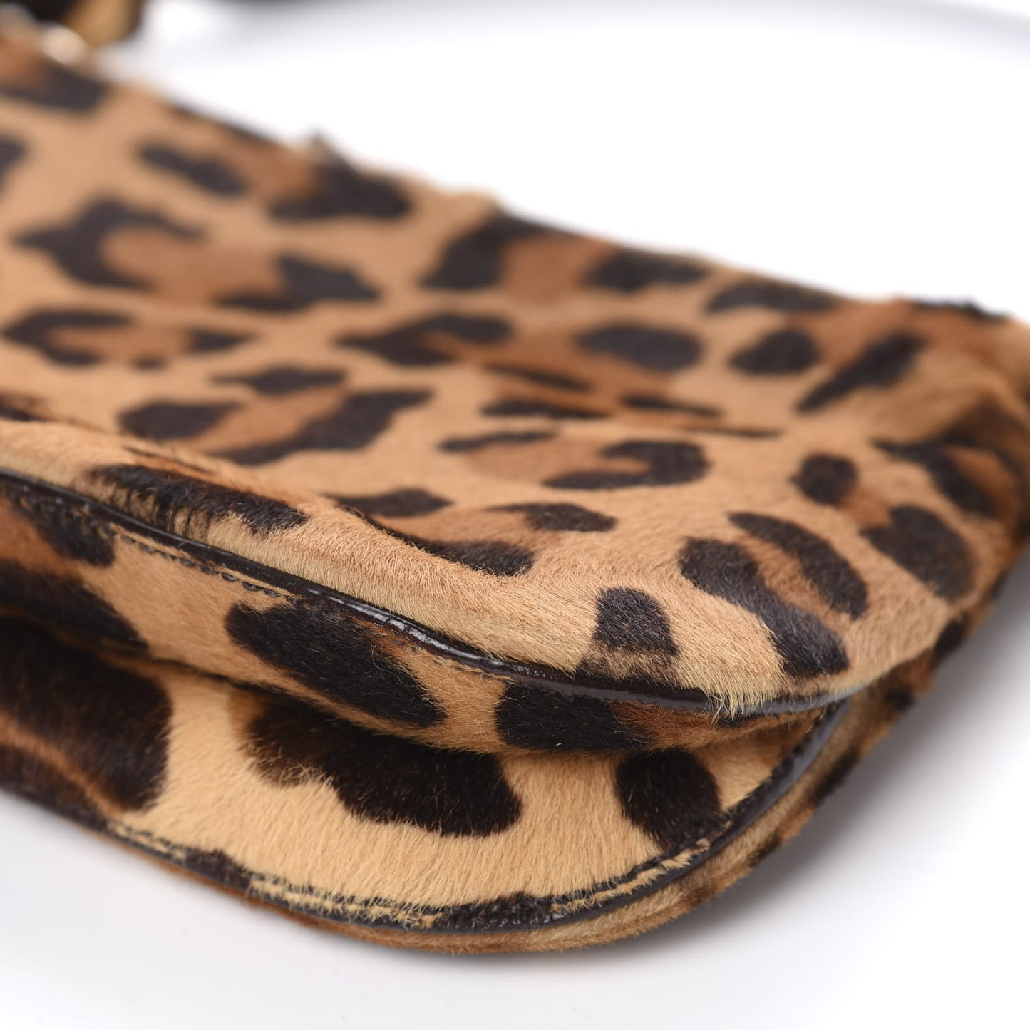 Calf Hair Leopard Print Shoulder Bag Miele Moro