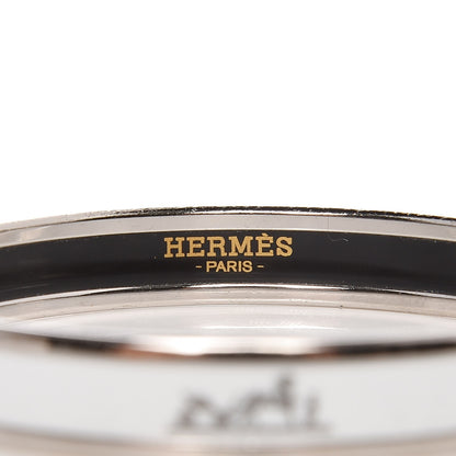 Hermes Enamel Printed Narrow Caleche Bracelet 62 White 3 of 5