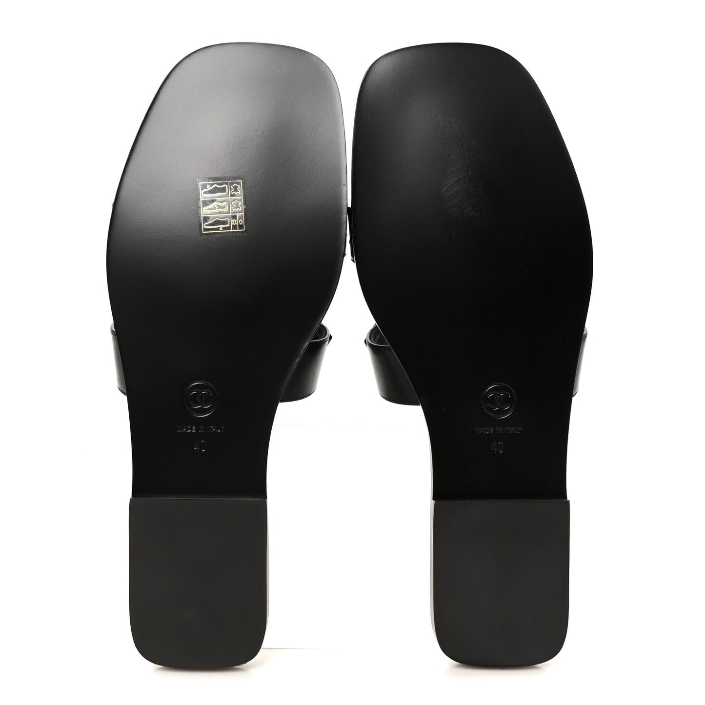 Lambskin CC Cut Out Mules Sandals 40 Black