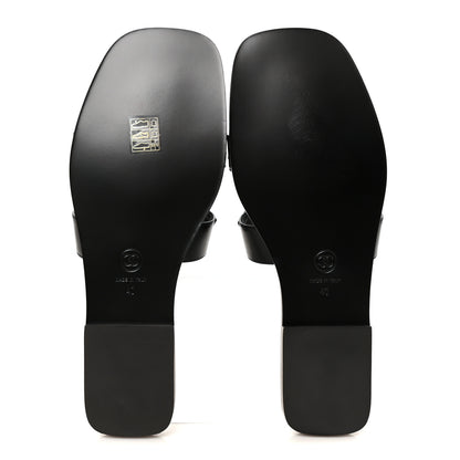 Chanel Lambskin CC Cut Out Mules Sandals 40 Black 6 of 10
