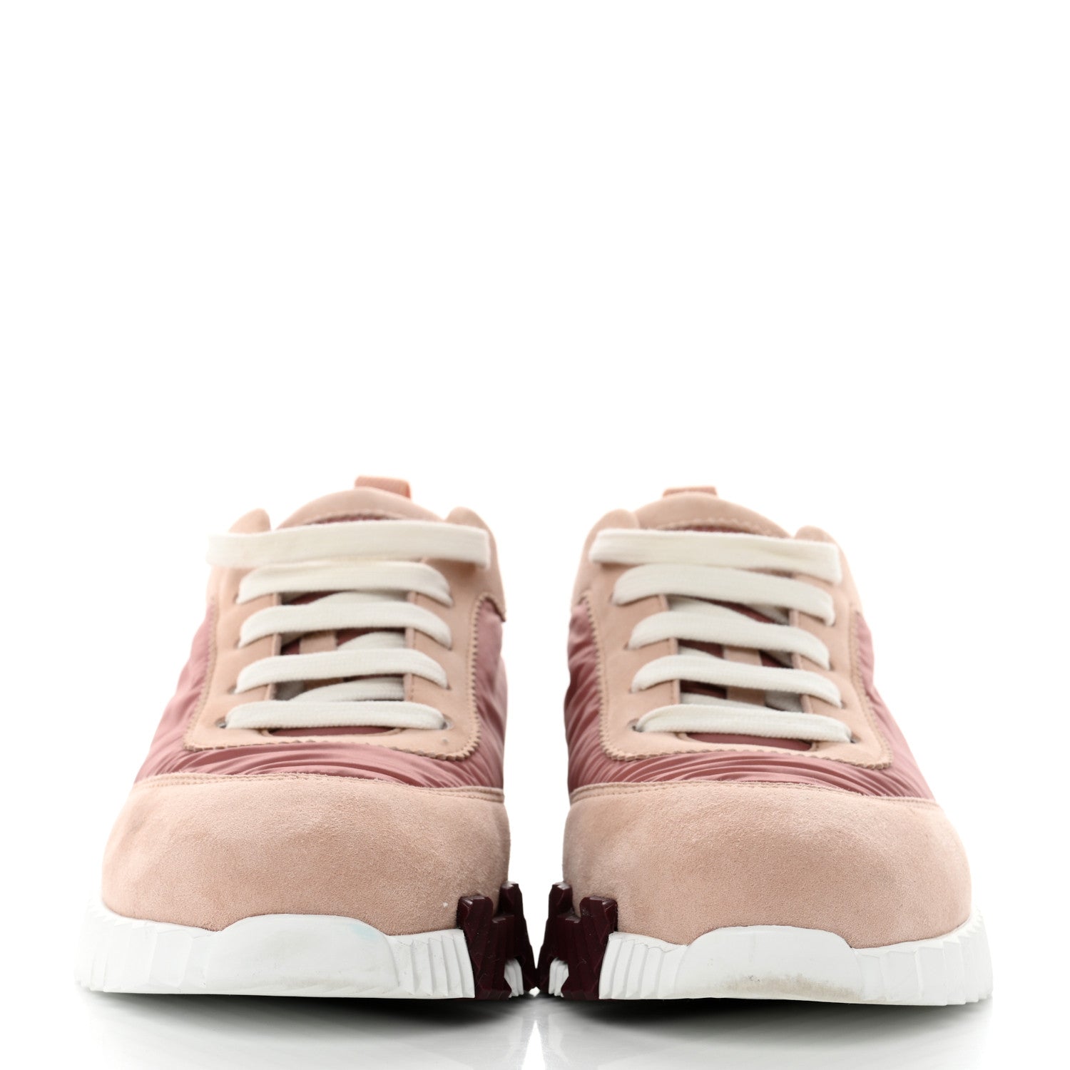 Hermes Parachute Fabric Suede Goatskin Bouncing Sneakers 37.5 Rose Rose Opaline 2 of 8