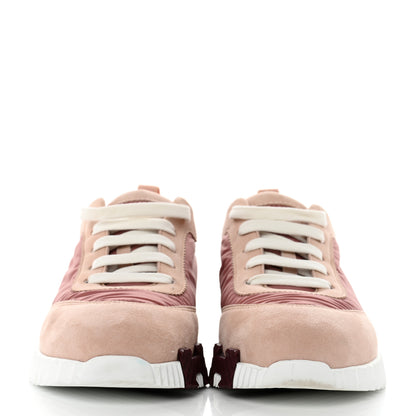 Hermes Parachute Fabric Suede Goatskin Bouncing Sneakers 37.5 Rose Rose Opaline 2 of 8