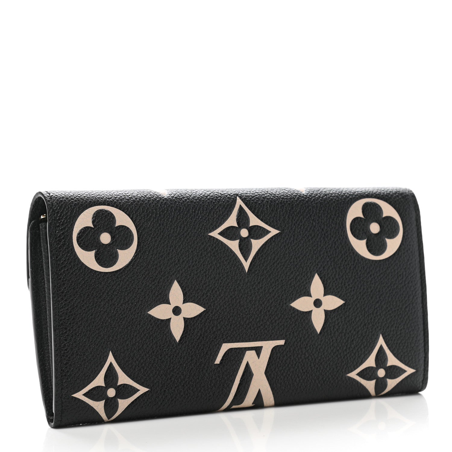 Louis Vuitton Monogram Empreinte Giant Sarah Wallet Black Beige 3 of 7