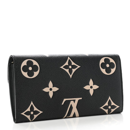 Louis Vuitton Monogram Empreinte Giant Sarah Wallet Black Beige 3 of 7