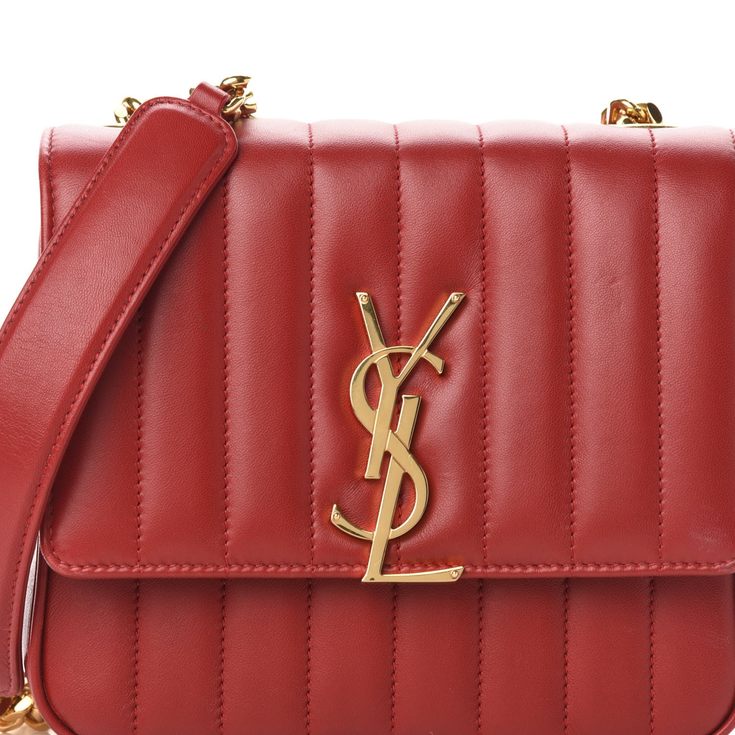 Saint Laurent Lambskin Matelasse Monogram Medium Vicky Chain Bag Rouge Eros 10 of 10