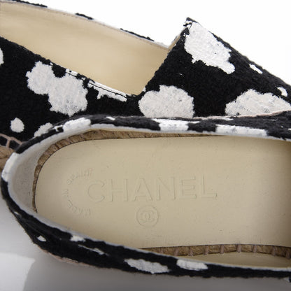 Chanel Printed Tweed Patent Calfskin CC Espadrilles 36 Black White 10 of 10