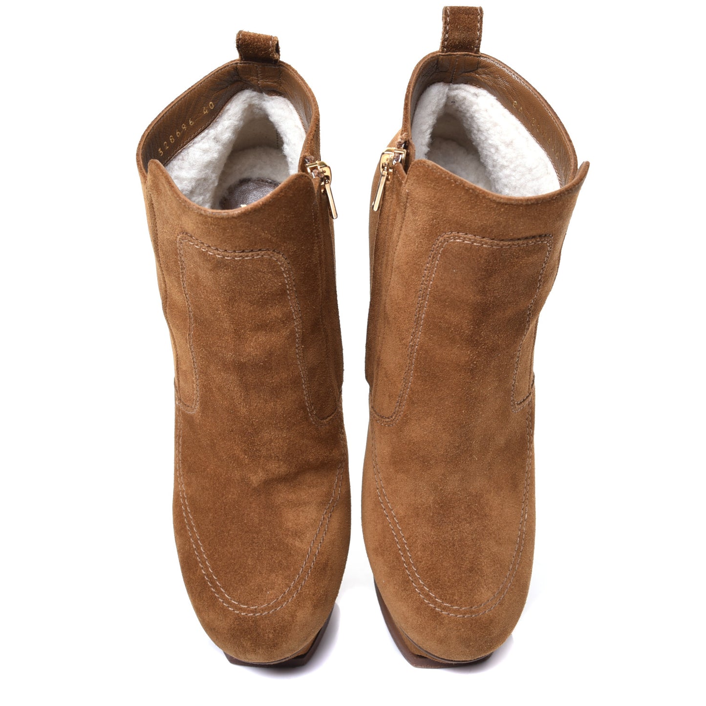 Suede Shearling Booties 40 Ocre