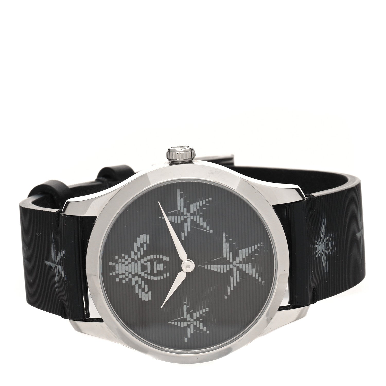 Gucci Stainless Steel Calfskin 38mm G-Timeless Bee Star Hologram Quartz Watch Black 2 of 4