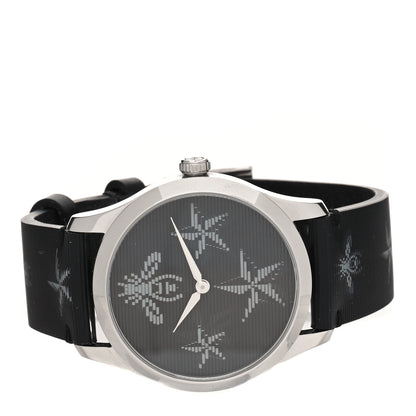 Gucci Stainless Steel Calfskin 38mm G-Timeless Bee Star Hologram Quartz Watch Black 2 of 4