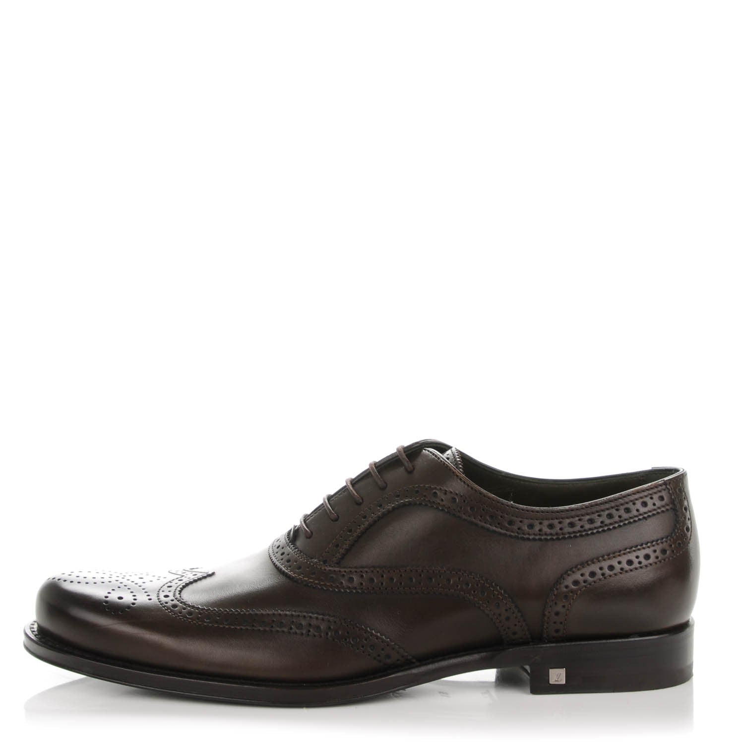 Louis Vuitton Calfskin Mens Wingtip Oxfords 6.5 Dark Brown 1 of 9
