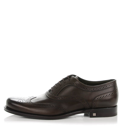 Louis Vuitton Calfskin Mens Wingtip Oxfords 6.5 Dark Brown 1 of 9