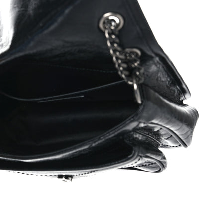 Saint Laurent Crinkled Lambskin Matelasse Monogram Baby Niki Chain Satchel Black 5 of 9