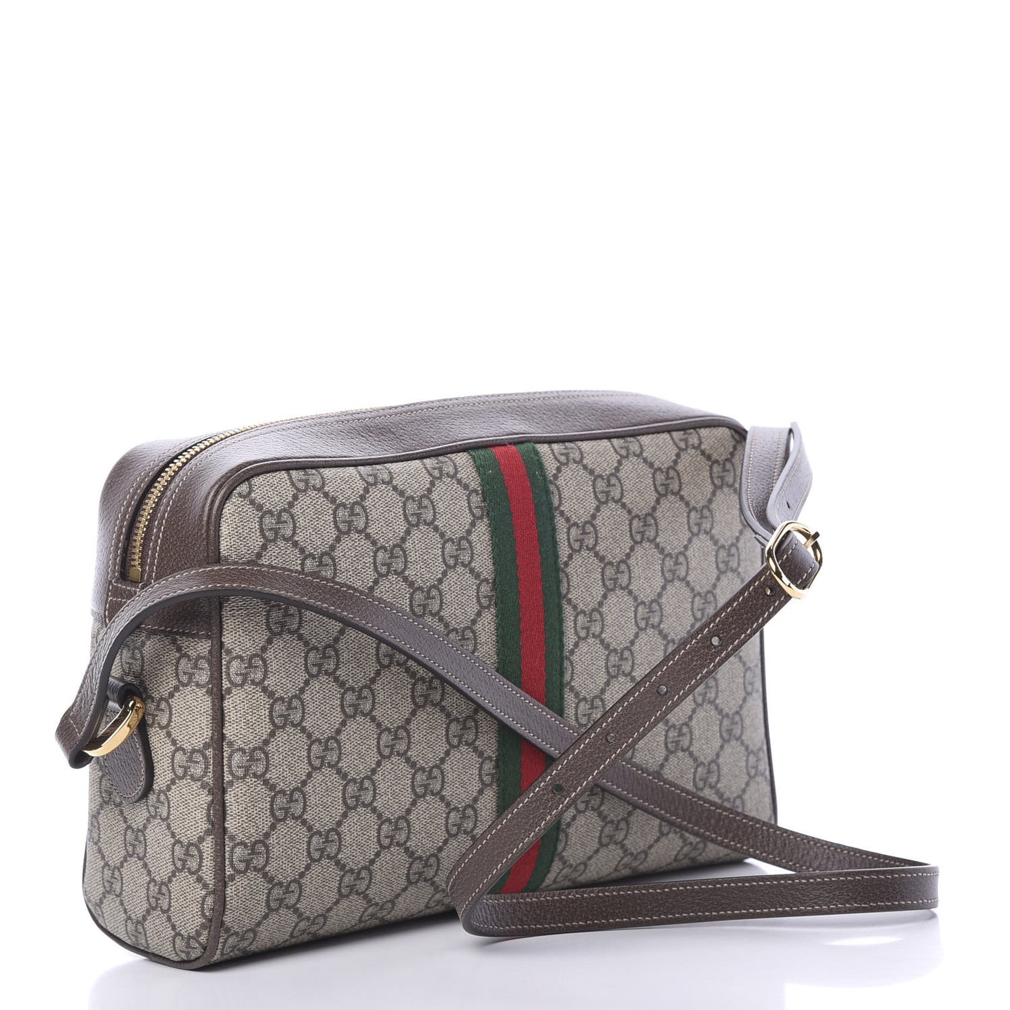 GG Supreme Monogram Web Small Ophidia Shoulder Bag Brown
