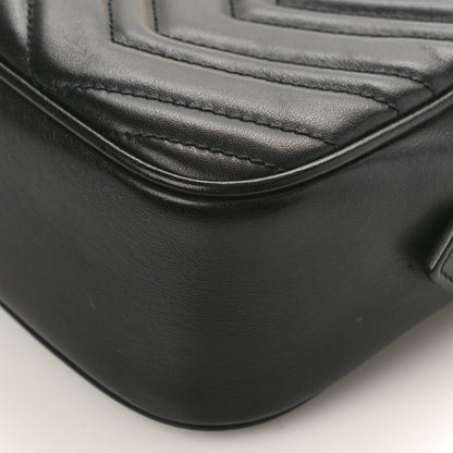Gucci Calfskin Matelasse Small GG Marmont Chain Shoulder Bag Black 9 of 11