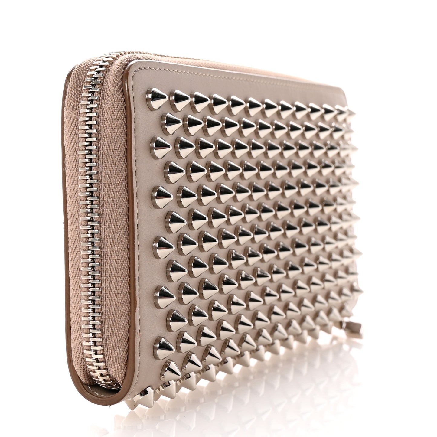 Calfskin Panettone Spiked Zip Around Wallet Dune