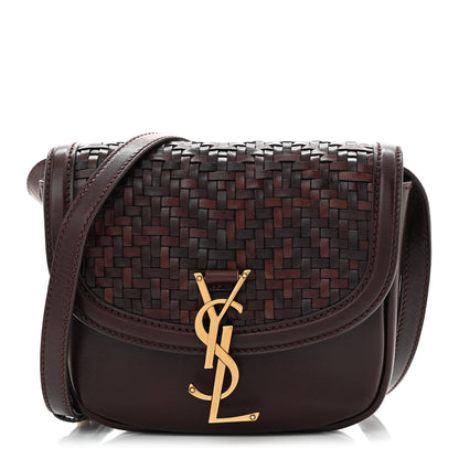 Saint Laurent Calfskin Monogram Woven Small Kaia Satchel Burnt Brown 1 of 9