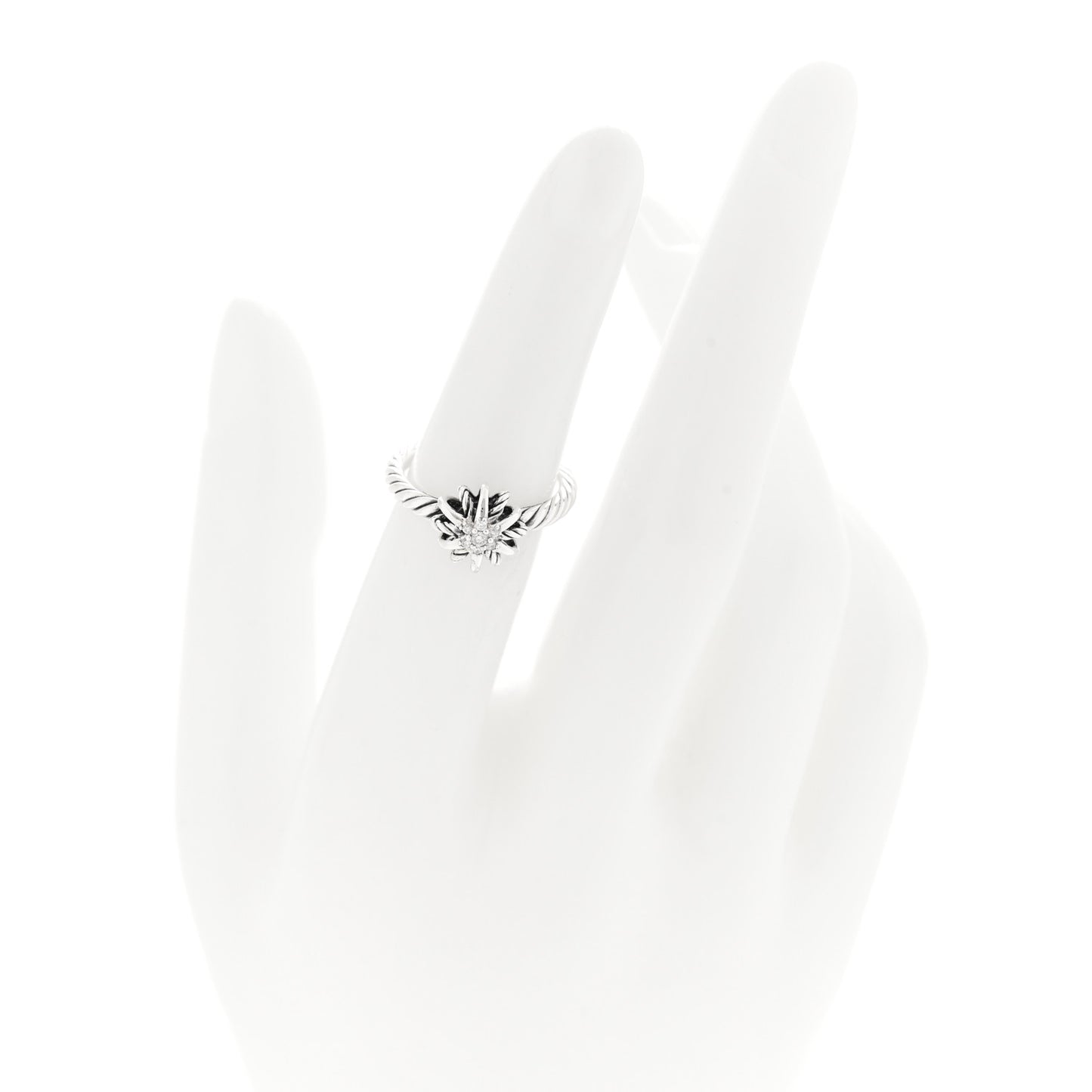 Sterling Silver Diamond Petite Starburst Ring 49 5