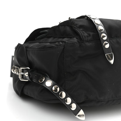 Prada Nylon New Vela Studded Messenger Bag Black 7 of 8