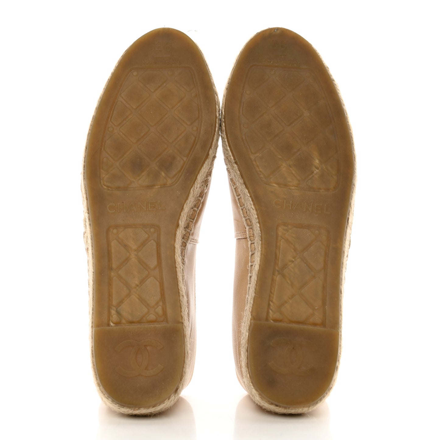 Lambskin CC Espadrilles 36 Beige Black