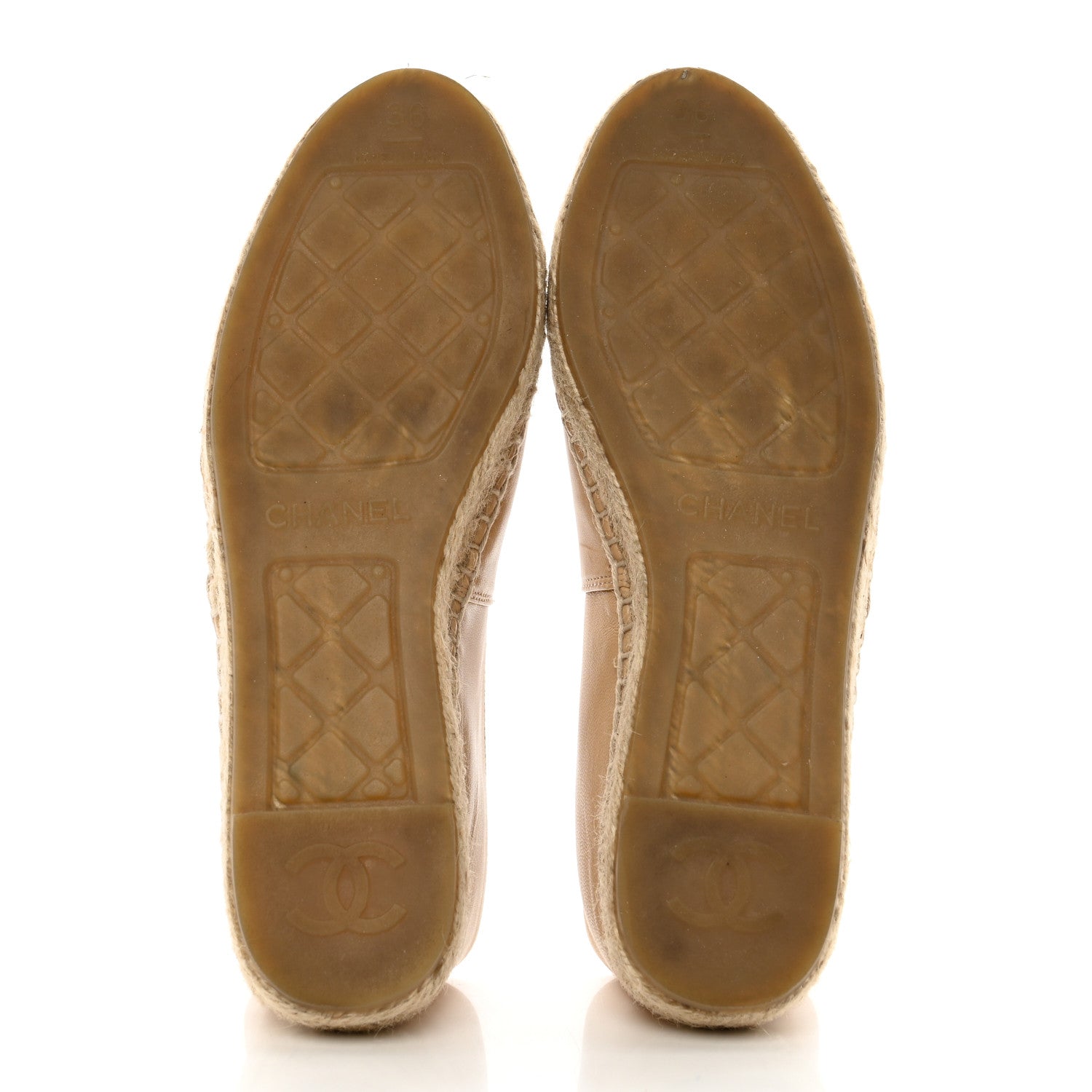 Chanel Lambskin CC Espadrilles 36 Beige Black 5 of 9