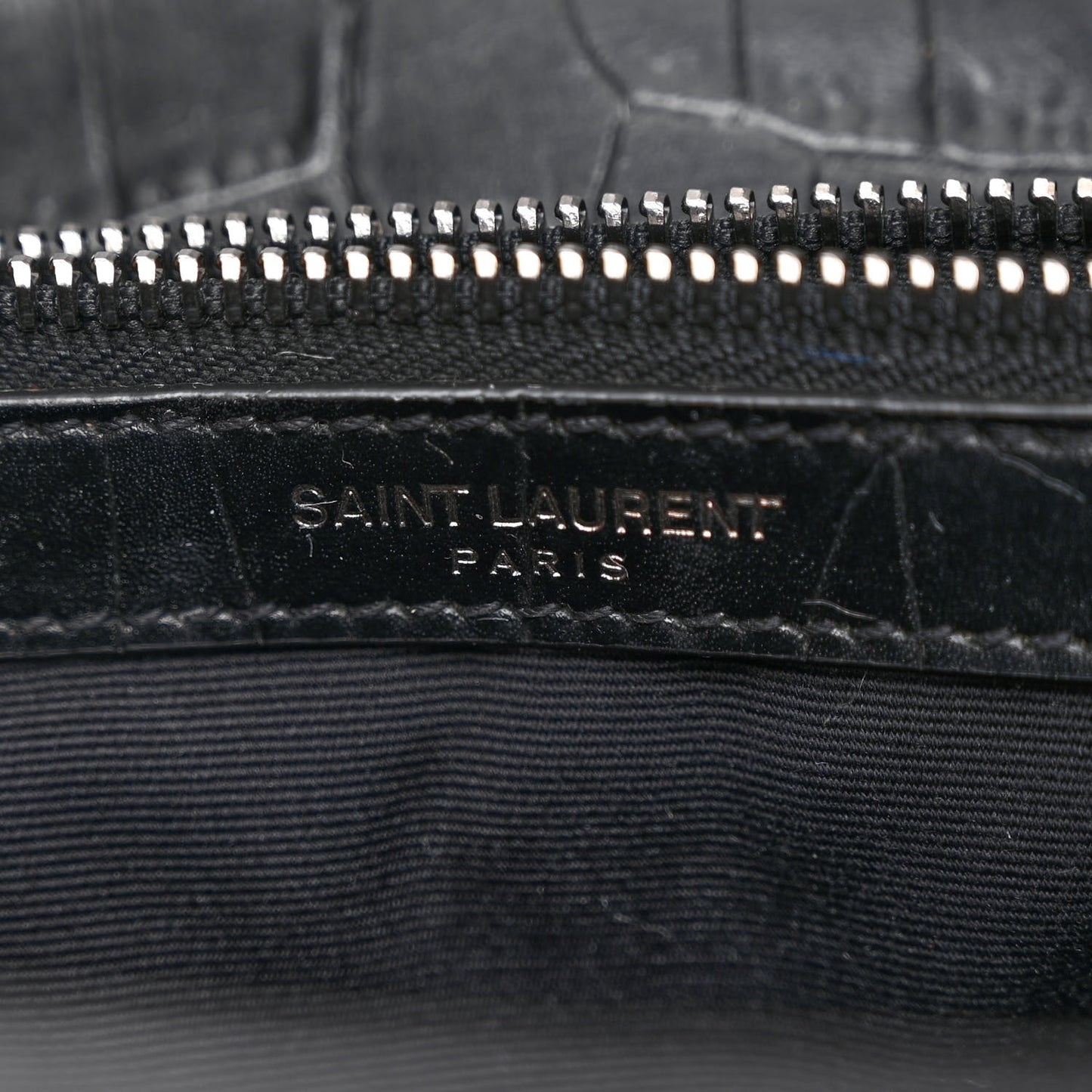 Calfskin Crocodile Embossed Medium West Hollywood Monogram Fold-Over Black