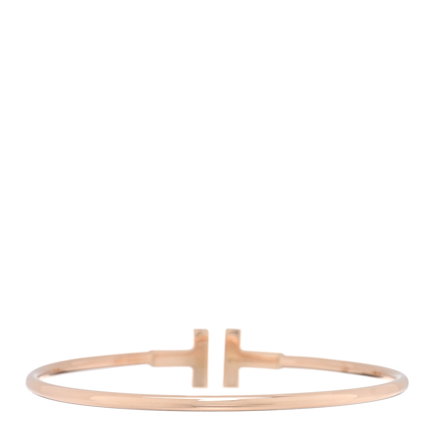 Tiffany 18K Rose Gold Diamond T Wire Bracelet 2 of 4