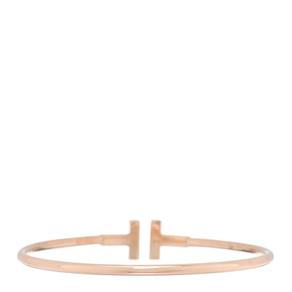 Tiffany 18K Rose Gold Diamond T Wire Bracelet 2 of 4