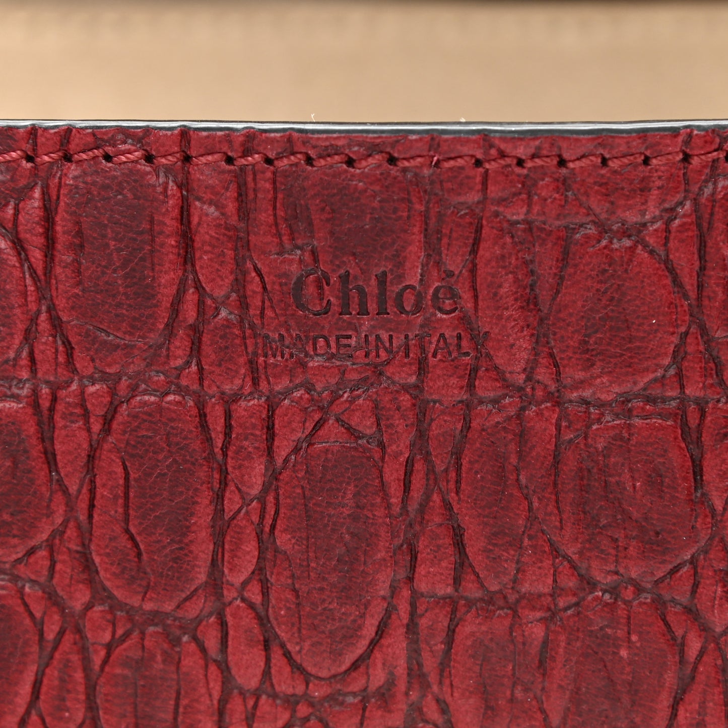 Calfskin Crocodile Embossed Drew Shoulder Bag Sienna Red
