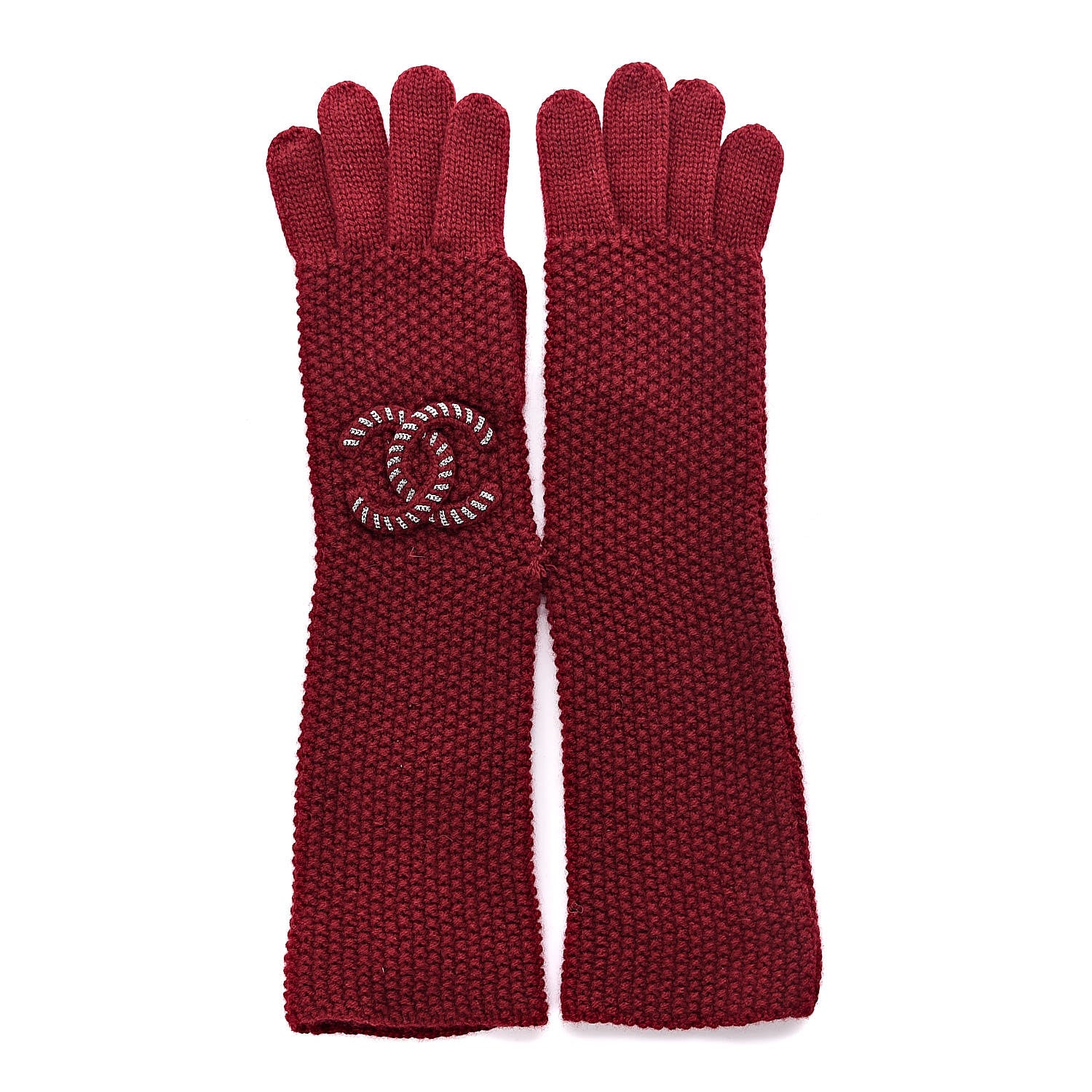 Chanel Cashmere CC Gloves Burgundy 1 of 4