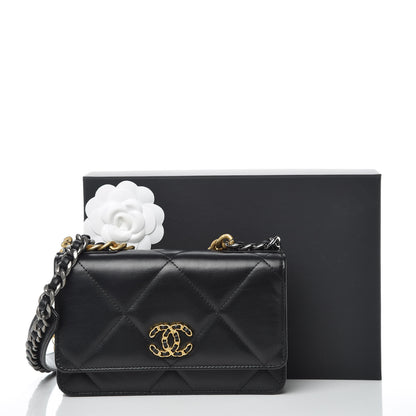 Chanel Goatskin Quilted 19 Wallet On Chain WOC Black 10 of 10