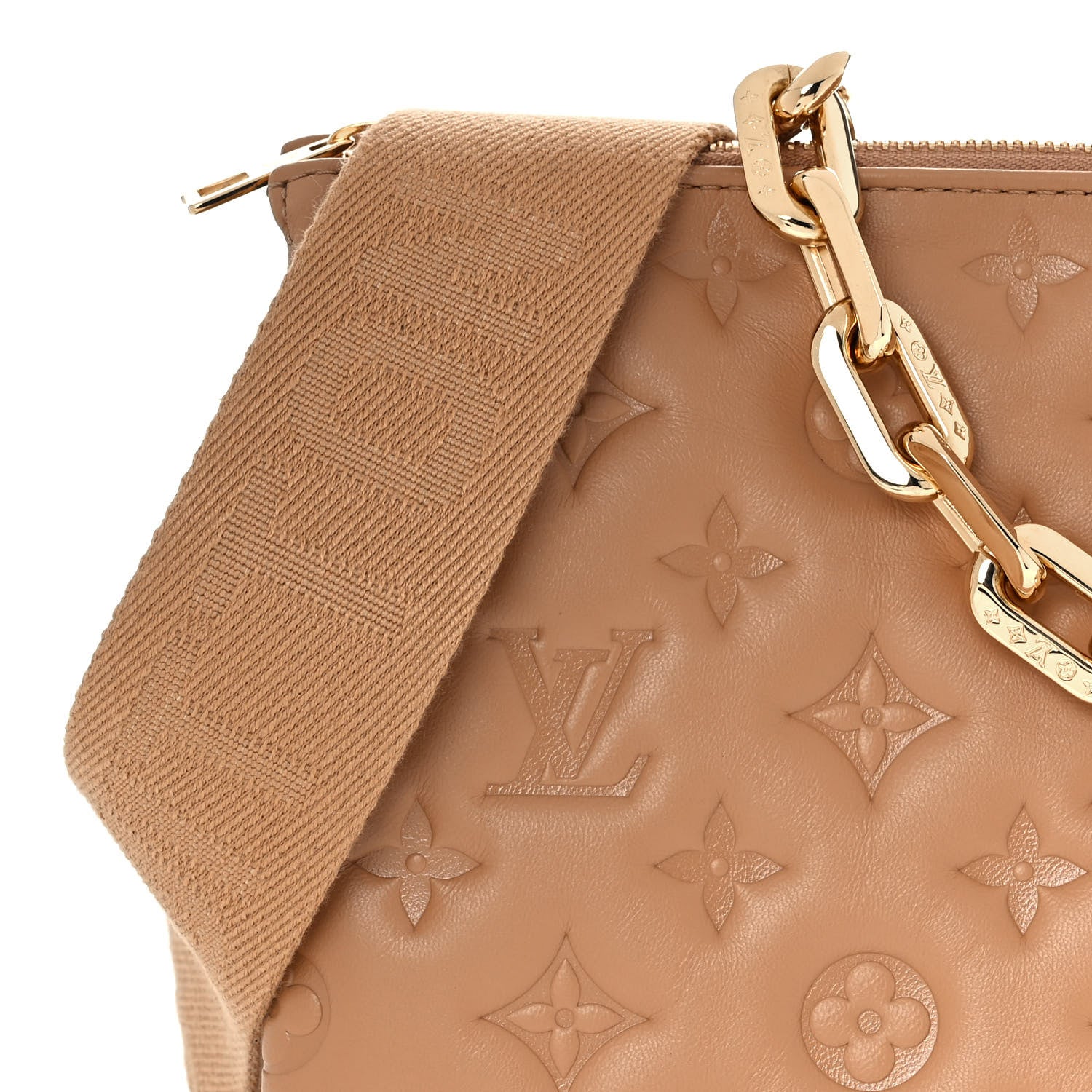 Louis Vuitton Lambskin Embossed Monogram Coussin PM Camel 7 of 9