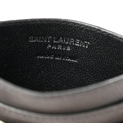 Saint Laurent Grain De Poudre Matelasse Chevron Monogram Credit Card Case Coal 6 of 9