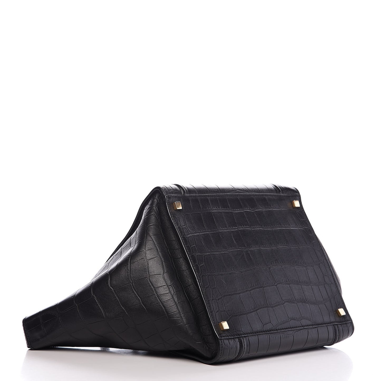 Crocodile Embossed Calfskin Medium Phantom Luggage Black