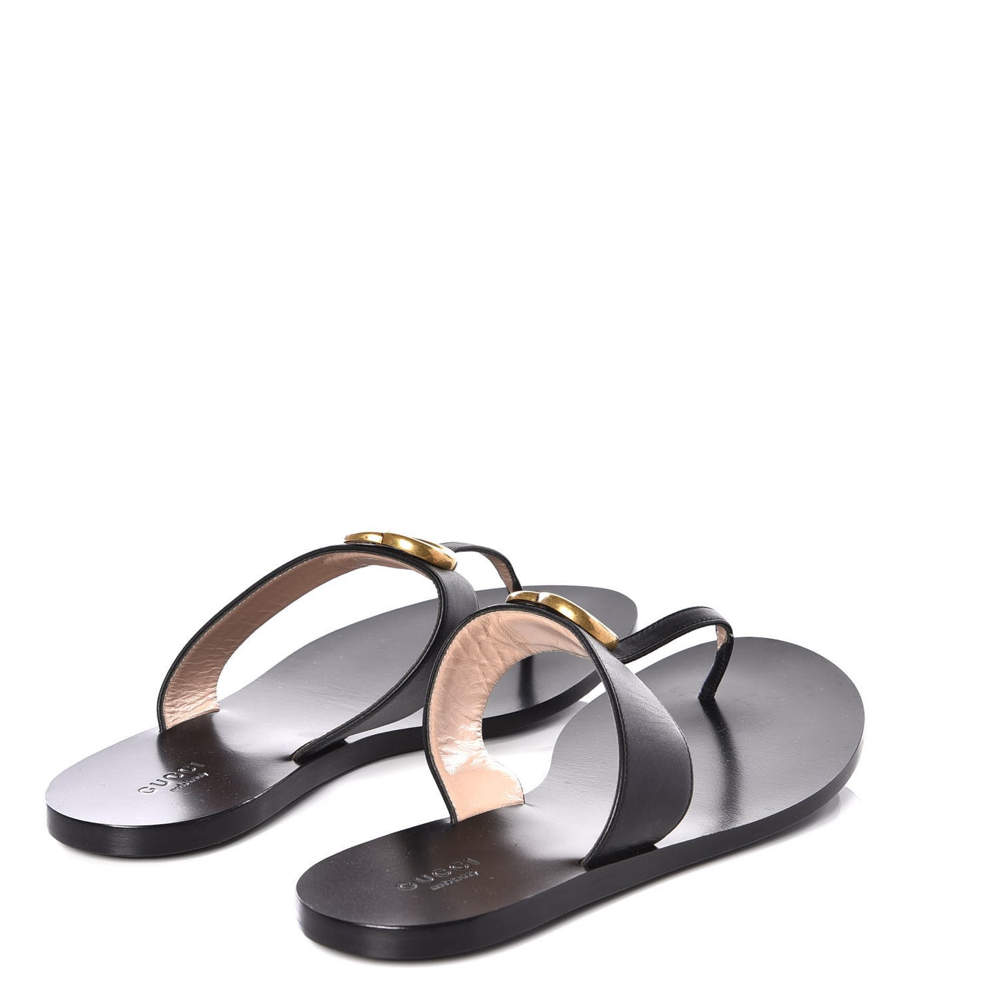 Calfskin GG Marmont Thong Sandals 39.5 Black