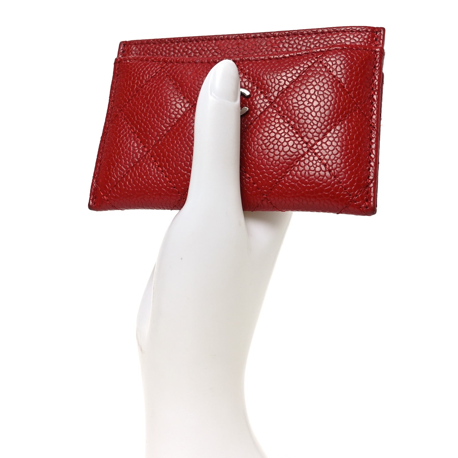 Chanel Caviar Quilted Card Holder Red 2 of 11