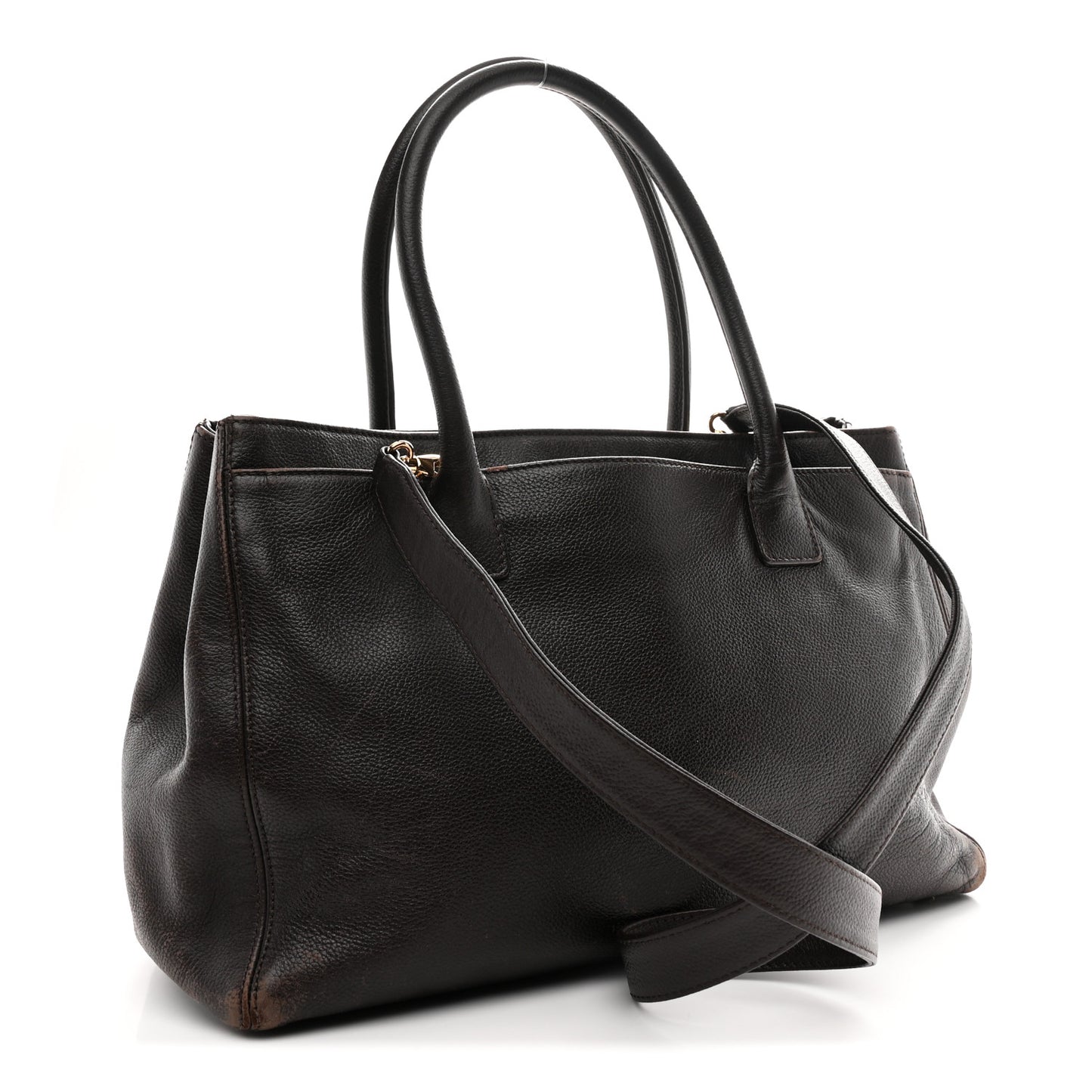 Calfskin Cerf Executive Shopper Tote Brown