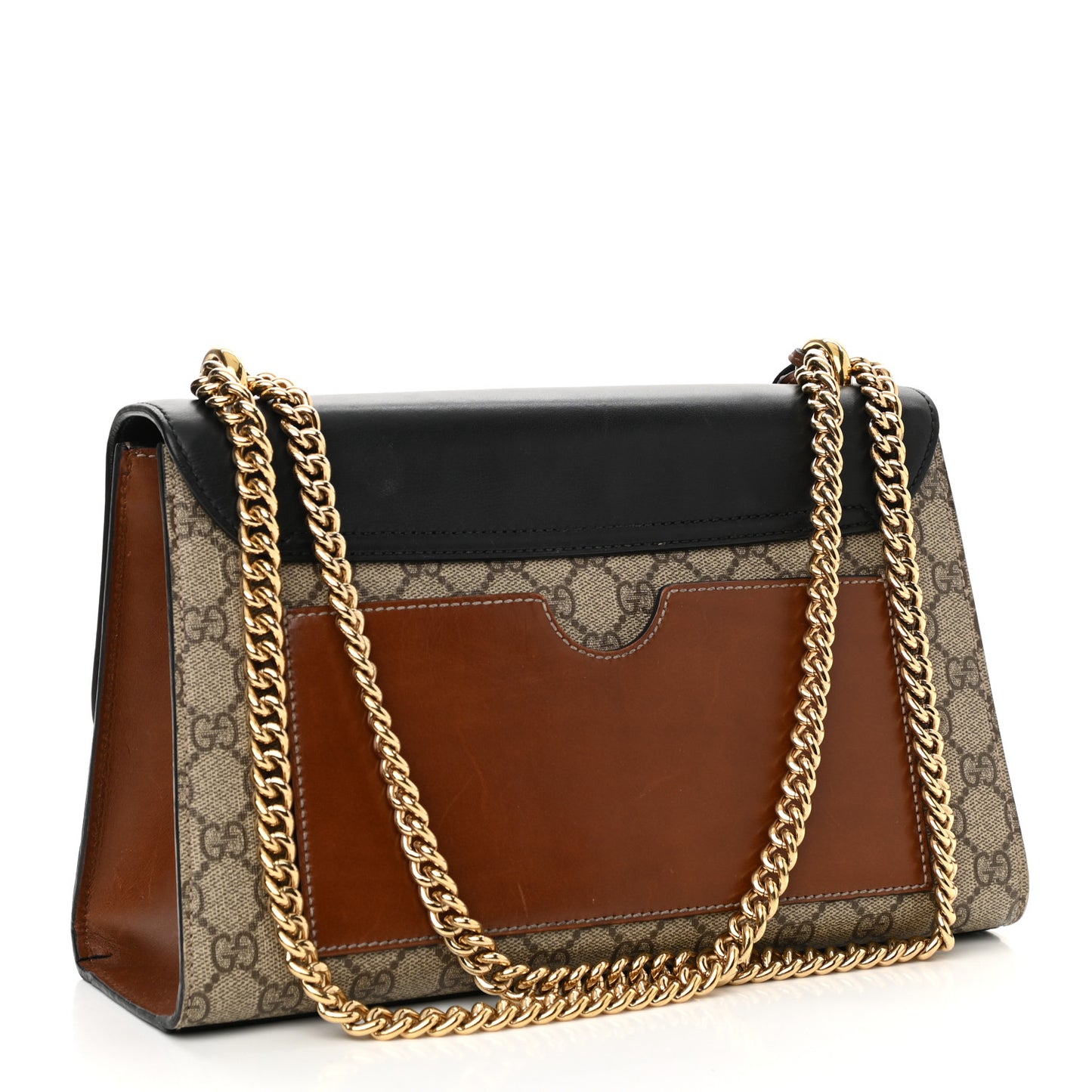 GG Supreme Monogram Calfskin Medium Padlock Shoulder Bag Beige Black Cuir