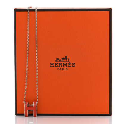Hermes Lacquered Rose Gold Pop H Pendant Necklace Orange Fonce 7 of 7