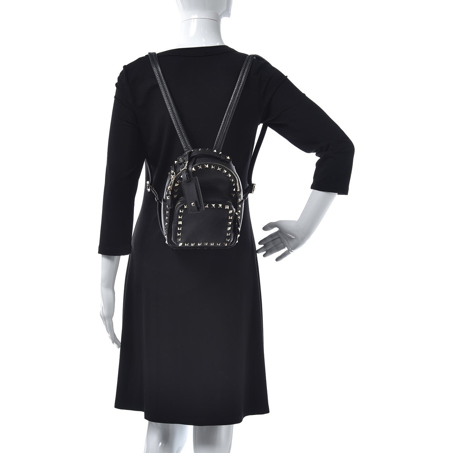 Valentino Garavani Pebbled Calfskin Mini Rockstud Backpack Black 2 of 6