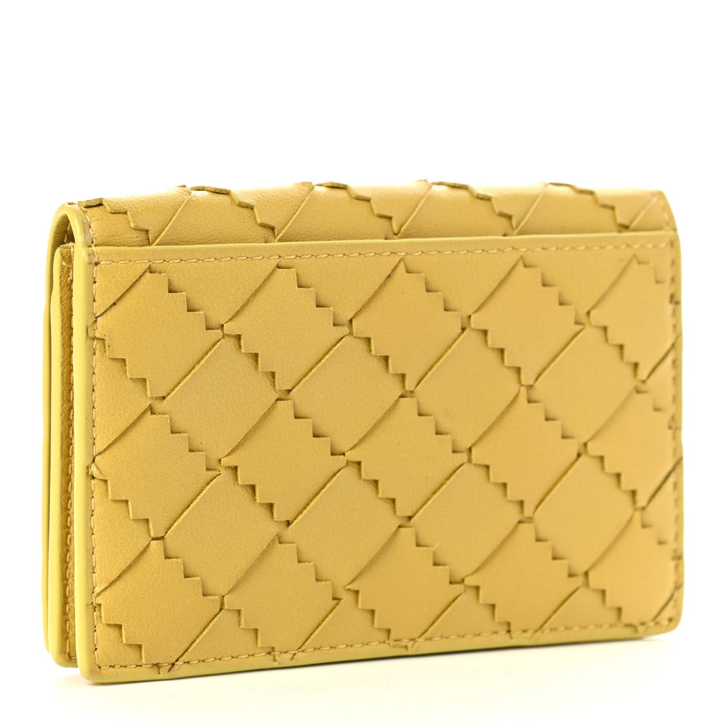 Nappa Intrecciato Zig Zag Card Holder Yellow