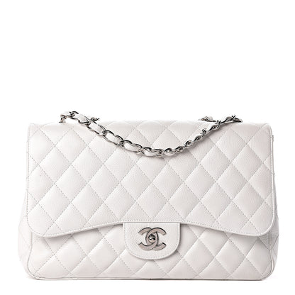 Chanel Caviar Quilted Jumbo Single Flap White 1 of 11