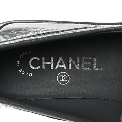 Chanel Crumpled Shiny Lambskin Quilted CC Turnlock Loafers 36.5 Dark Grey 7 of 9
